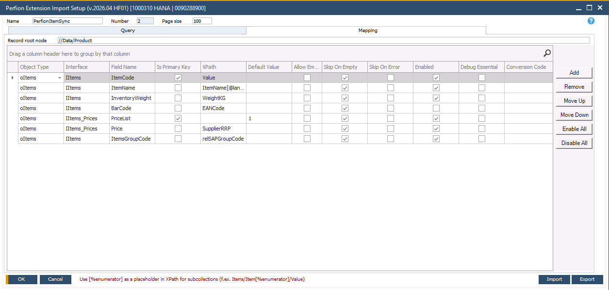 PerfionImportSetUp_Screenshot_SAPB1Integration_1